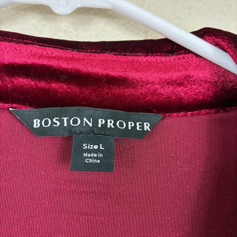 Boston Proper Chic Velour Drawstring Jacket Burgu… - image 4